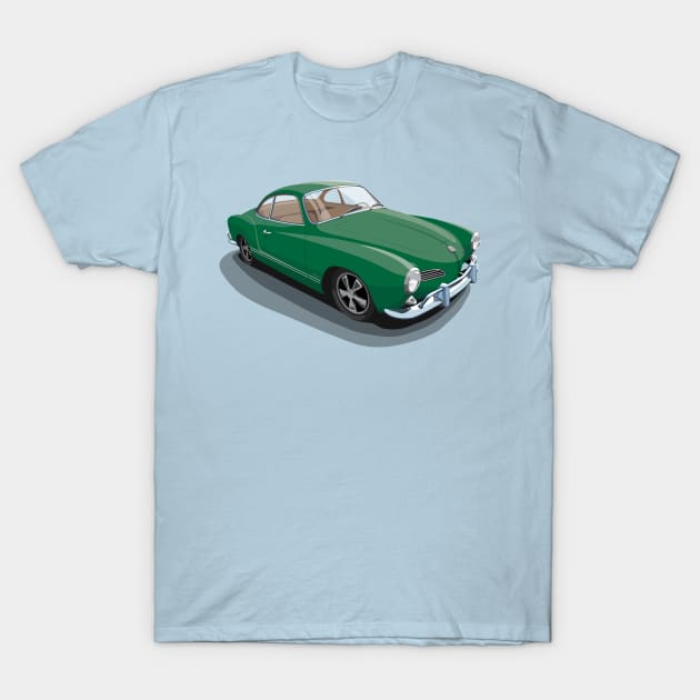 karmann ghia in dark green T-Shirt by candcretro